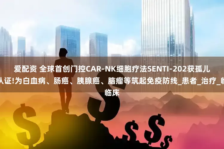 爱配资 全球首创门控CAR-NK细胞疗法SENTI-202获孤儿药认证!为白血病、肠癌、胰腺癌、脑瘤等筑起免疫防线_患者_治疗_临床